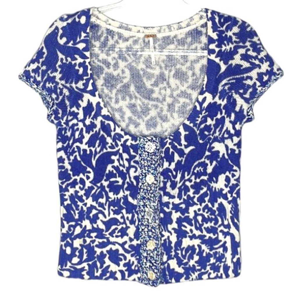 Free People Blue and White Women's Sweater